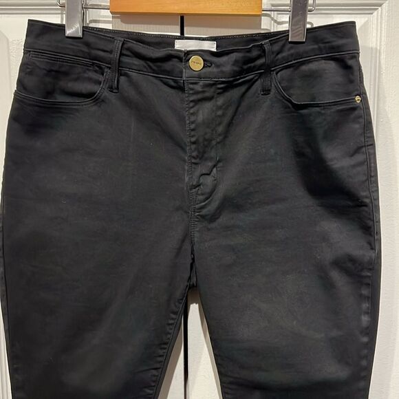 Frame Le High Skinny Black Coated Jeans Pants Size 31 - Picture 2 of 11